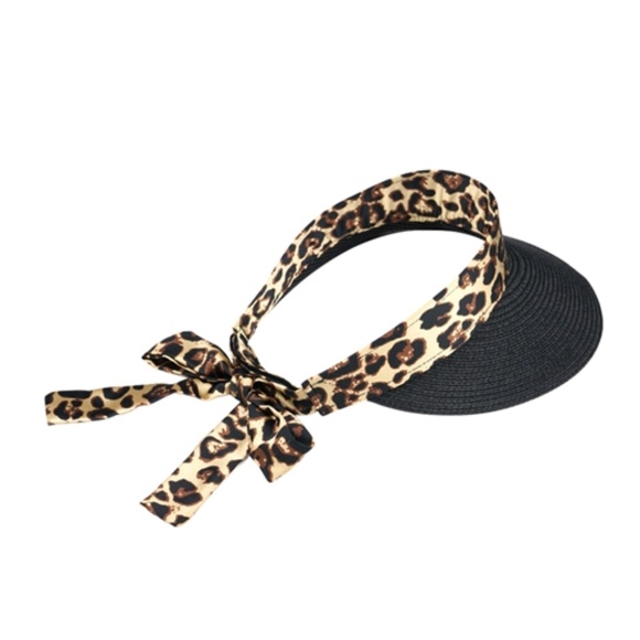 Leopard Straw Visor hat - Picture 3 of 11